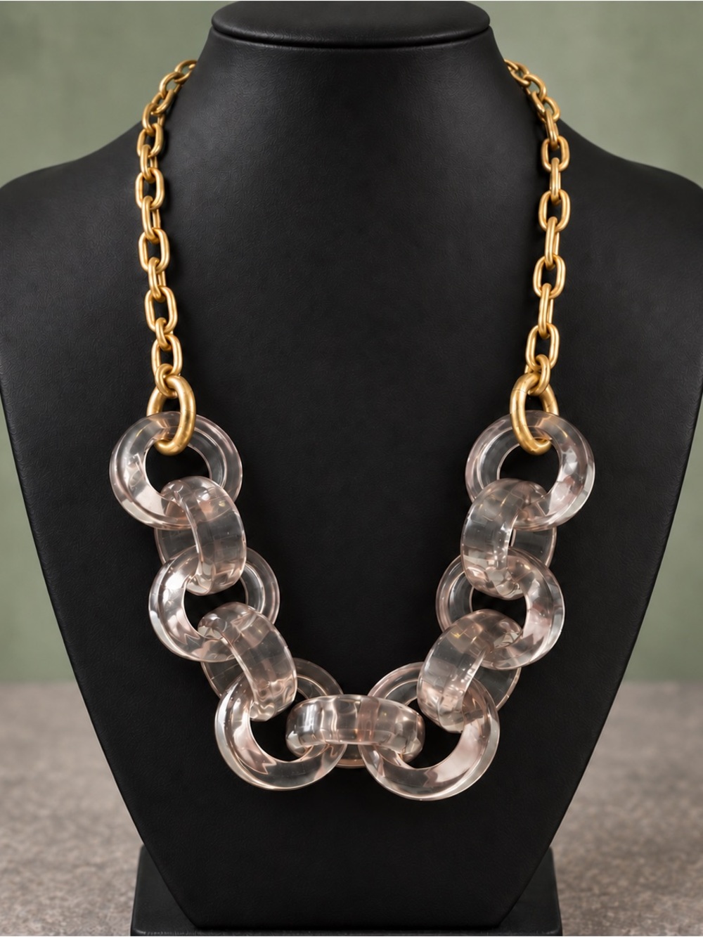 J.Crew Chunky Lavender Acrylic Link Gold-Tone Statement Necklace